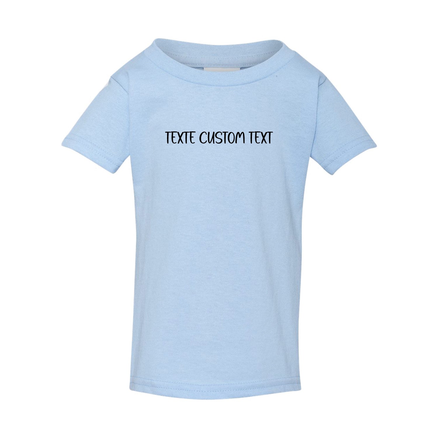 t-shirt manches courtes pour jeunes enfants bleu pâle texte personnalisé