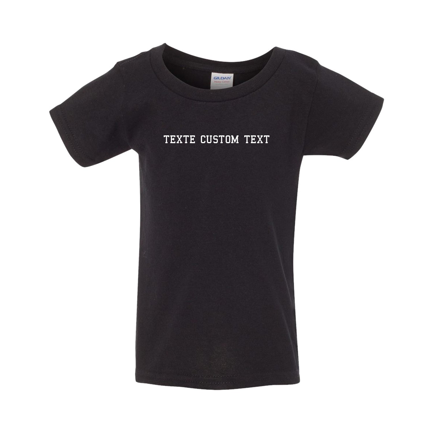 t-shirt manches courtes pour jeunes enfants noir texte personnalisé