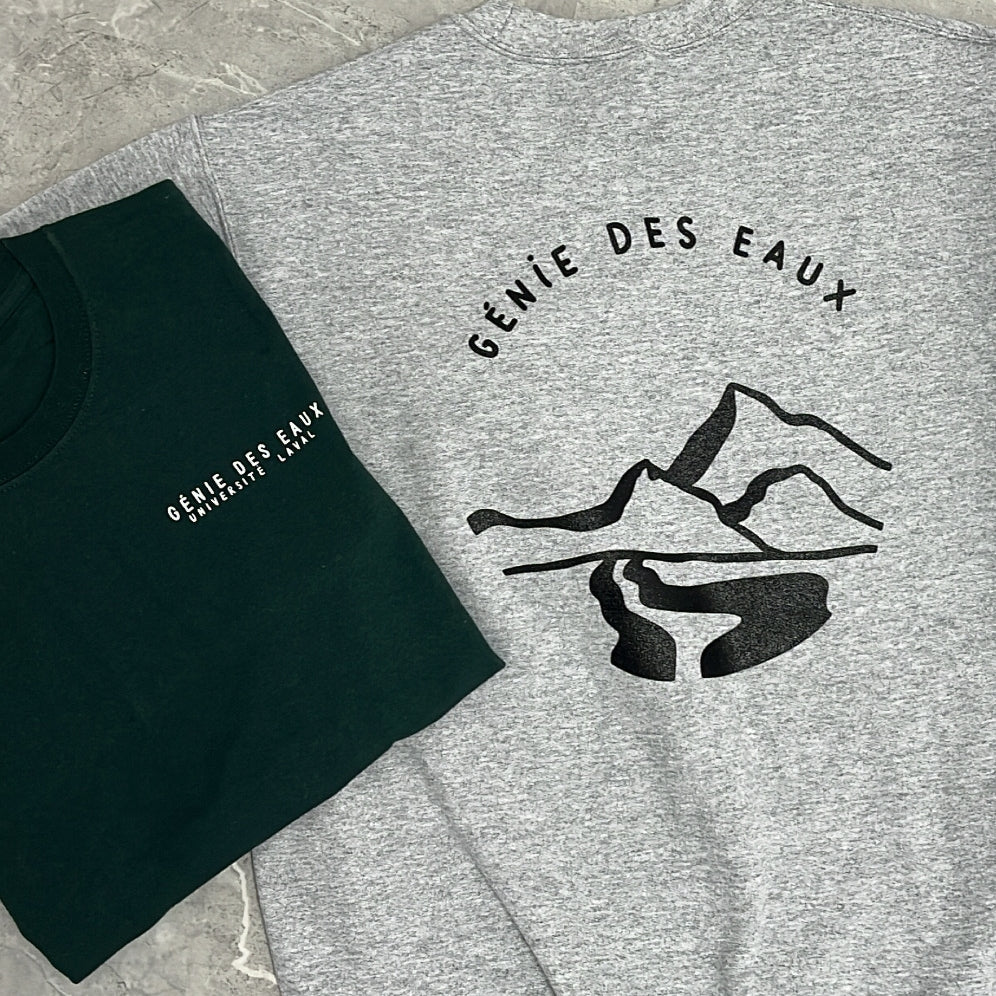 T-shirt génie des eaux en sérigraphie faites par brodame avec une image de montages et pour l'université de laval